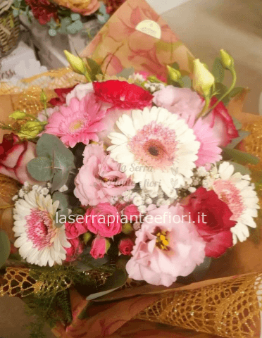 Bouquet gerbere e lisianthus colorato