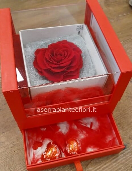 Maxi box rosa stabilizzata a cuore con cioccolatino